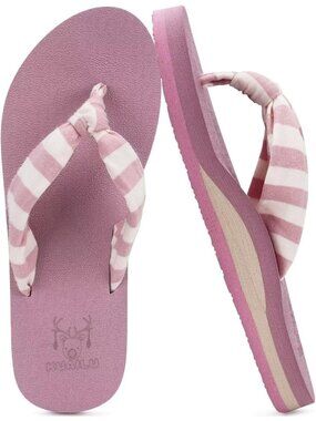Women's Pink White Flip Flops Comfortable Summer Thong Cushion Slip On Sandals